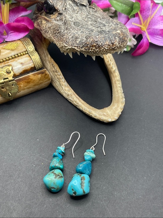 Thialand Jewelry - Thailand 925 turquoise dangle earrings